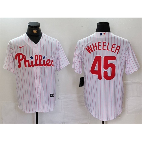 Men's Philadelphia Phillies #45 Zack Wheeler White Cool Base Stitched Jersey - Ujersey