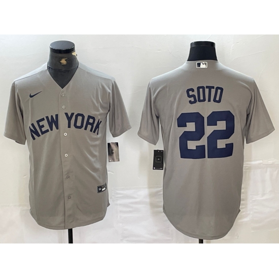 Men's New York Yankees #22 Juan Soto Name 2021 Grey Field of Dreams Cool Base Stitched Baseball Jersey - Ujersey