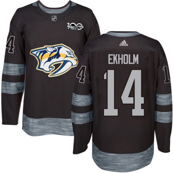 Men's Adidas Nashville Predators #14 Mattias Ekholm Authentic Black 1917-2017 100th Anniversary NHL Jersey - Ujersey