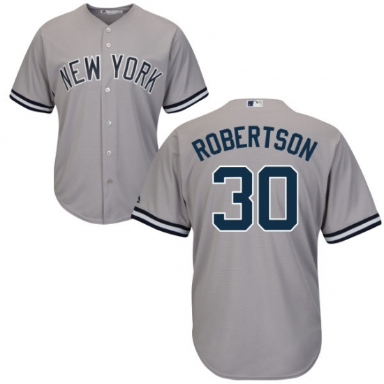 Men's Majestic New York Yankees #30 David Robertson Replica Grey Road MLB Jersey - Ujersey