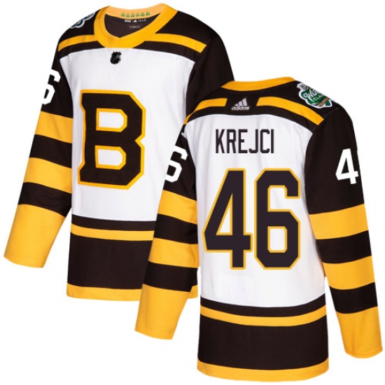 Men's Adidas Boston Bruins #46 David Krejci Authentic White 2019 Winter Classic NHL Jersey - Ujersey