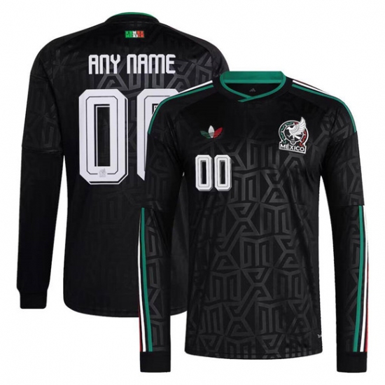 Men's Mexico Custom Black 2026 Long Sleeve Soccer Jersey - Ujersey