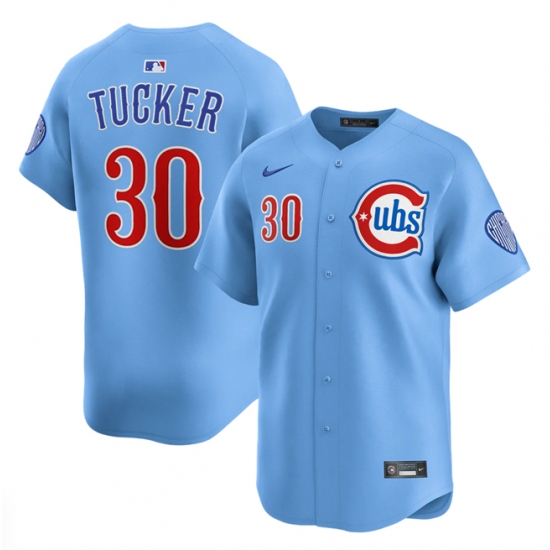 Men's Chicago Cubs #30 Kyle Tucker Blue 2024-25 2nd Alternate Limited Stitched Baseball Jersey - Ujersey