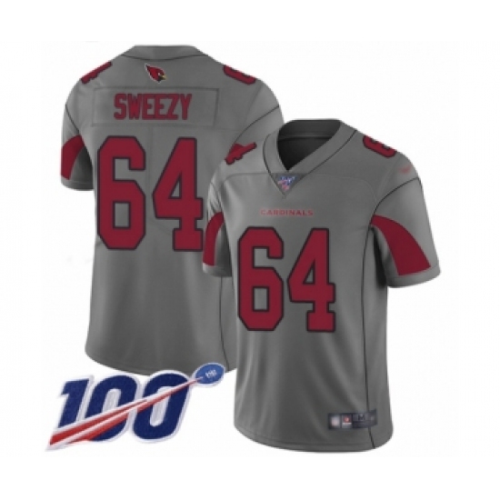 Youth Arizona Cardinals #64 J.R. Sweezy Limited Silver Inverted Legend 100th Season Football Jersey - Ujersey