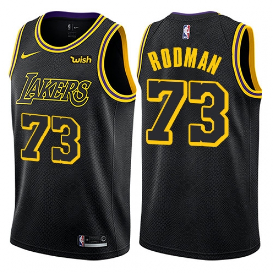 Youth Nike Los Angeles Lakers #73 Dennis Rodman Swingman Black NBA Jersey - City Edition - Ujersey