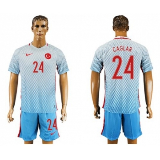 Turkey #24 Caglar Away Soccer Country Jersey