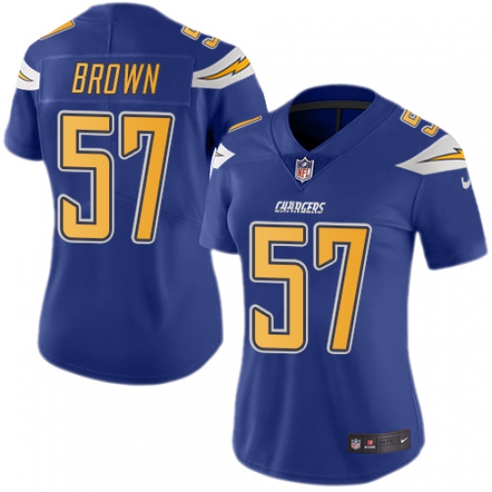 Women's Nike Los Angeles Chargers #57 Jatavis Brown Limited Electric Blue Rush Vapor Untouchable NFL Jersey - Ujersey
