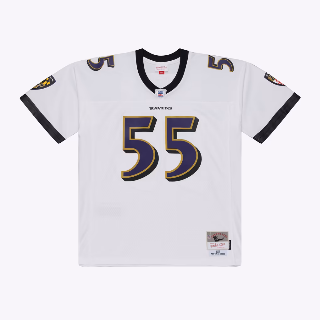 Men's Baltimore Ravens Terrell Suggs Mitchell & Ness White 2003 Legacy Replica Player Jersey - Ujersey