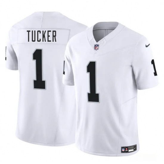 Men's Las Vegas Raiders #1 Tre Tucker White 2025 F.U.S.E. Vapor Football Stitched Jersey - Ujersey