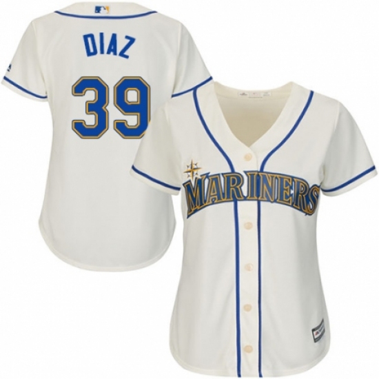 Women's Majestic Seattle Mariners #39 Edwin Diaz Authentic Cream Alternate Cool Base MLB Jersey - Ujersey