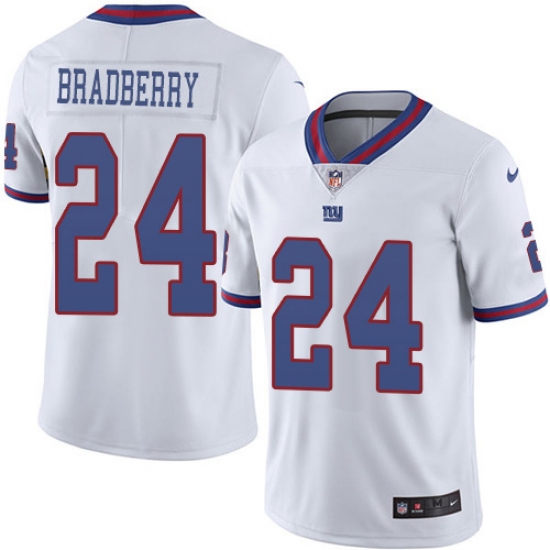 Youth New York Giants #24 James Bradberry White Stitched Limited Rush Jersey - Ujersey