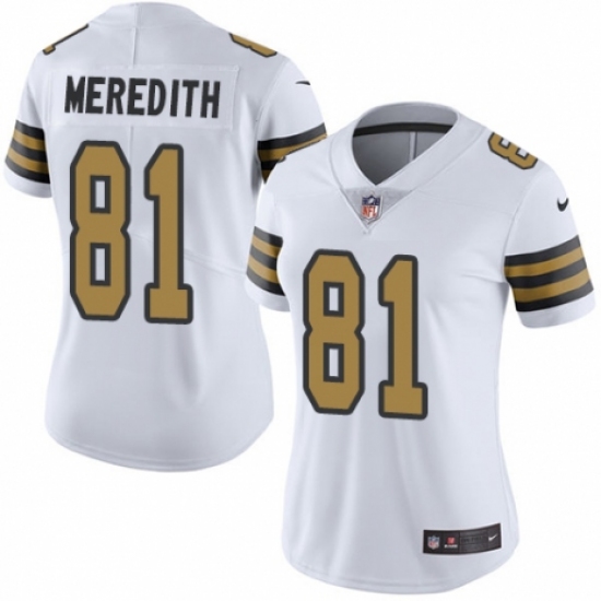 Women's Nike New Orleans Saints #81 Cameron Meredith Limited White Rush Vapor Untouchable NFL Jersey - Ujersey