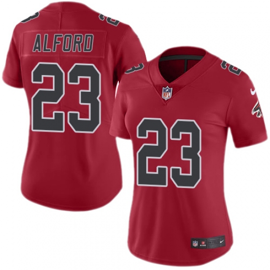 Women's Nike Atlanta Falcons #23 Robert Alford Limited Red Rush Vapor Untouchable NFL Jersey - Ujersey
