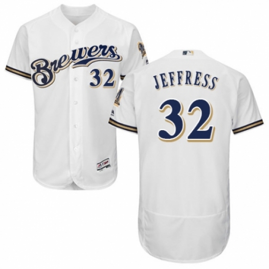 Men's Majestic Milwaukee Brewers #32 Jeremy Jeffress White Alternate Flex Base Authentic Collection MLB Jersey - Ujersey