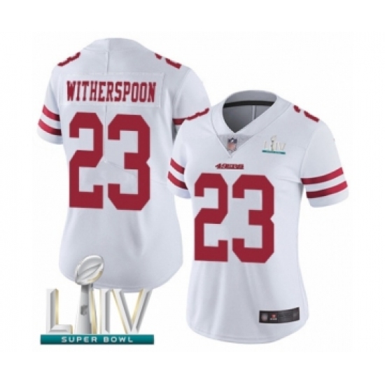 Women's San Francisco 49ers #23 Ahkello Witherspoon White Vapor Untouchable Limited Player Super Bowl LIV Bound Football Jersey - Ujersey