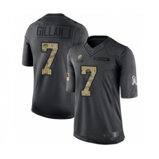 Men's Cleveland Browns #7 Jamie Gillan Limited Black 2016 Salute to Service Football Jersey - Ujersey