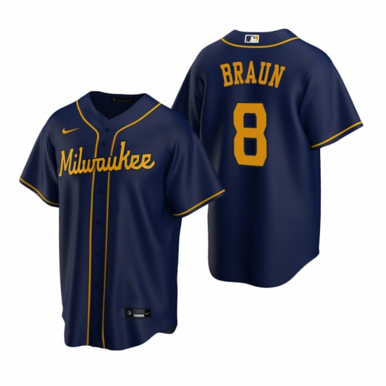 Men's Nike Milwaukee Brewers #8 Ryan Braun Navy Alternate Stitched Baseball Jersey - Ujersey