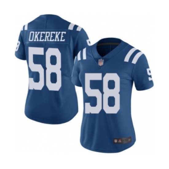 Women's Indianapolis Colts #58 Bobby Okereke Limited Royal Blue Rush Vapor Untouchable Football Jersey - Ujersey