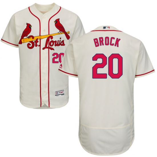 Men's Majestic St. Louis Cardinals #20 Lou Brock Cream Alternate Flex Base Authentic Collection MLB Jersey - Ujersey