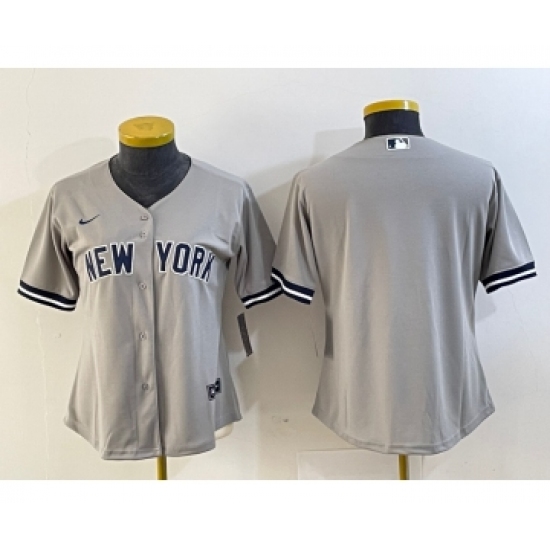 Women's Nike New York Yankees Blank Gray Stitched MLB Cool Base Jersey - Ujersey