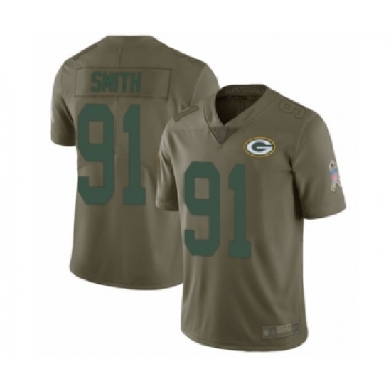 Youth Green Bay Packers #91 Preston Smith Limited Olive 2017 Salute to Service Football Jersey - Ujersey