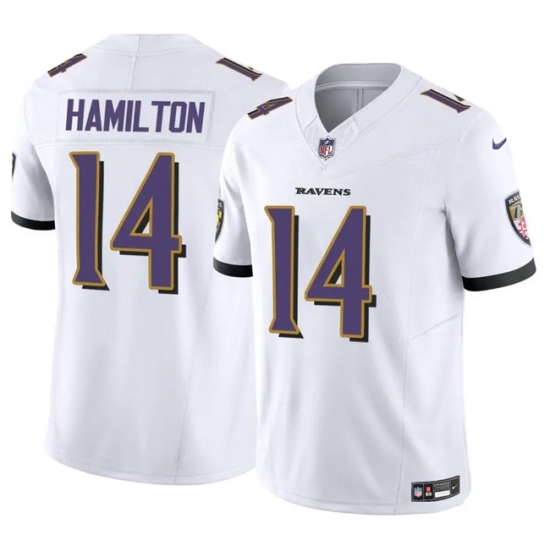 Men's Baltimore Ravens #14 Kyle Hamilton White 2025 F.U.S.E. Vapor Limited Football Jersey - Ujersey