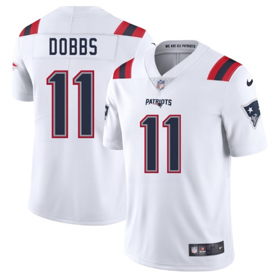 Men's New England Patriots #11 Joshua Dobbs White 2025 Vapor Limited Football Stitched Jersey - Ujersey
