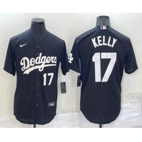 Men's Los Angeles Dodgers #17 Joe Kelly Number Black Turn Back The Clock Stitched Cool Base Jersey - Ujersey