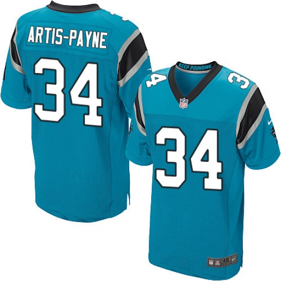 Men's Nike Carolina Panthers #34 Cameron Artis-Payne Elite Blue Alternate NFL Jersey - Ujersey