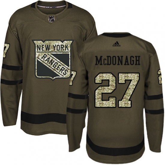 Men's Adidas New York Rangers #27 Ryan McDonagh Premier Green Salute to Service NHL Jersey - Ujersey