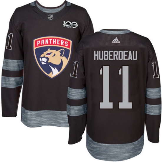 Men's Adidas Florida Panthers #11 Jonathan Huberdeau Authentic Black 1917-2017 100th Anniversary NHL Jersey - Ujersey