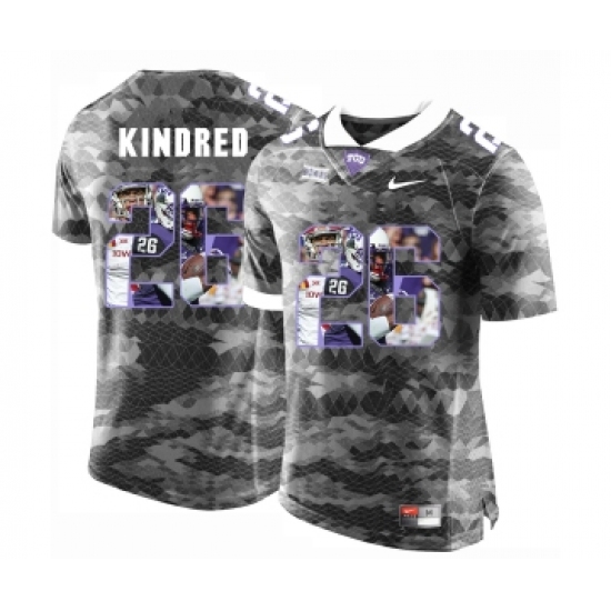 TCU Horned Frogs 26 Derrick Kindred Gray With Portrait Print College Football Limited Jersey - Ujersey