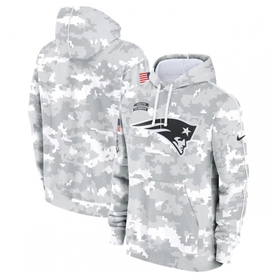 Men's New England Patriots 2024 Arctic Camo Salute To Service Club Fleece Pullover Hoodie - Ujersey