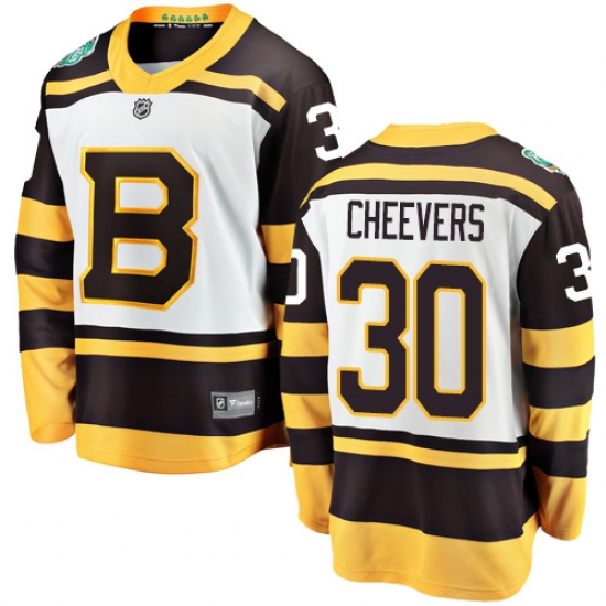 Youth Boston Bruins #30 Gerry Cheevers White 2019 Winter Classic Fanatics Branded Breakaway NHL Jersey - Ujersey