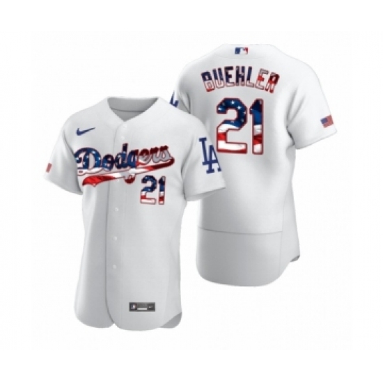 Men's Walker Buehler #21 Los Angeles Dodgers White 2020 Stars & Stripes 4th of July Jersey - Ujersey