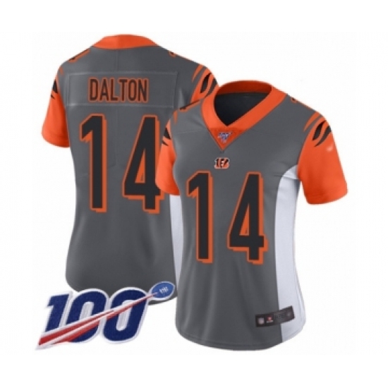Women's Cincinnati Bengals #14 Andy Dalton Limited Silver Inverted Legend 100th Season Football Jersey - Ujersey
