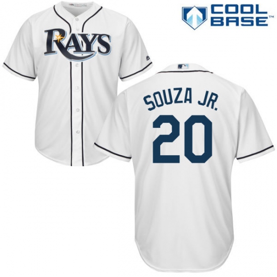 Youth Majestic Tampa Bay Rays #20 Steven Souza Replica White Home Cool Base MLB Jersey - Ujersey