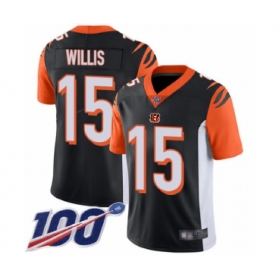 Men's Cincinnati Bengals #15 Damion Willis Black Team Color Vapor Untouchable Limited Player 100th Season Football Jersey - Ujersey