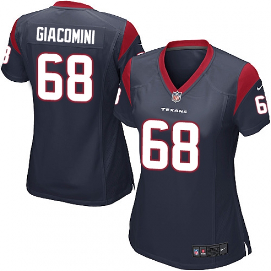 Women's Nike Houston Texans #68 Breno Giacomini Game Navy Blue Team Color NFL Jersey - Ujersey