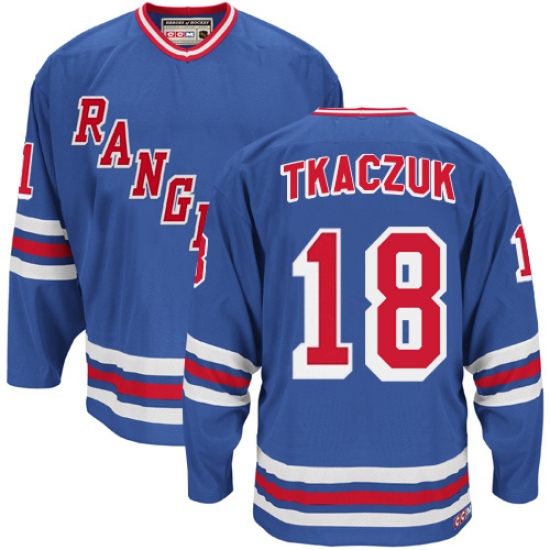 Men's CCM New York Rangers #18 Walt Tkaczuk Premier Royal Blue Heroes of Hockey Alumni Throwback NHL Jersey - Ujersey