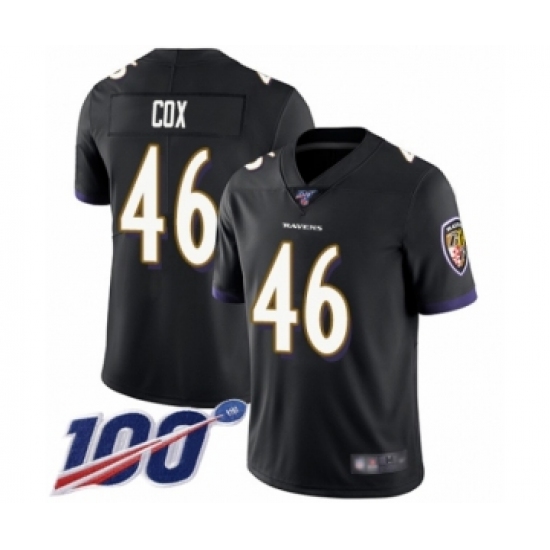 Men's Baltimore Ravens #46 Morgan Cox Black Alternate Vapor Untouchable Limited Player 100th Season Football Jersey - Ujersey