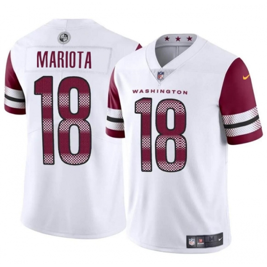 Men's Washington Commanders #18 Marcus Mariota White 2024 Vapor Limited Stitched Football Jersey - Ujersey