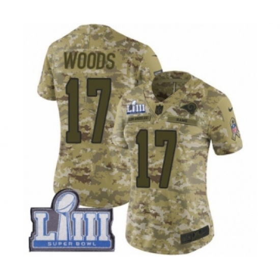 Women's Nike Los Angeles Rams #17 Robert Woods Limited Camo 2018 Salute to Service Super Bowl LIII Bound NFL Jersey - Ujersey