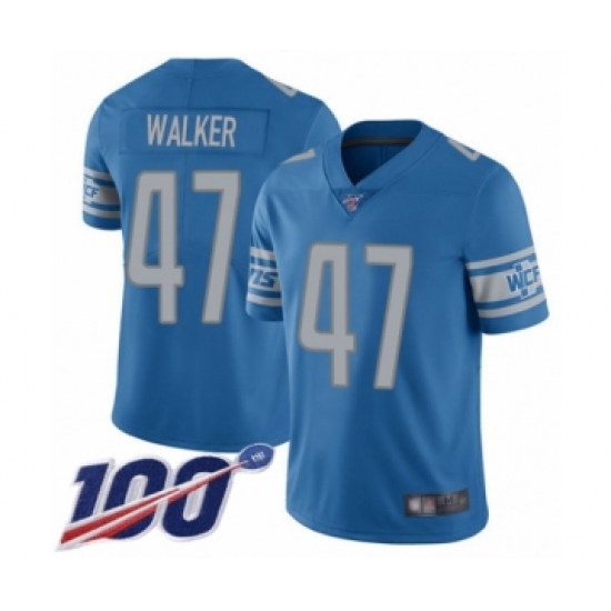 Men's Detroit Lions #47 Tracy Walker Blue Team Color Vapor Untouchable Limited Player 100th Season Football Jersey - Ujersey