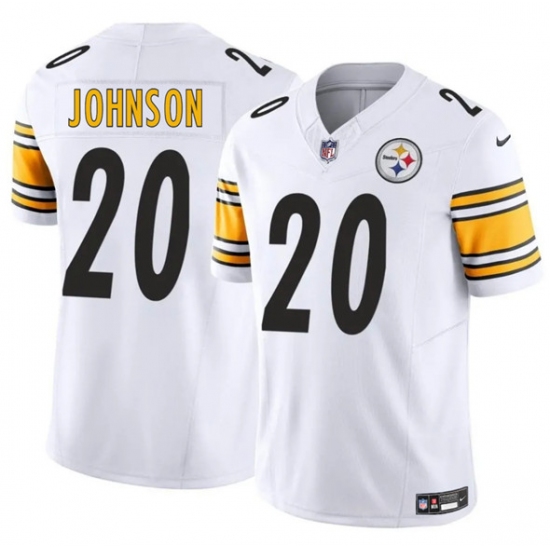 Men's Pittsburgh Steelers #20 Kaleb Johnson White 2025 Draft F.U.S.E. Vapor Limited Football Stitched Jersey - Ujersey