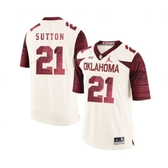Oklahoma Sooners 21 Marcelias Sutton White 47 Game Winning Streak College Football Jersey - Ujersey