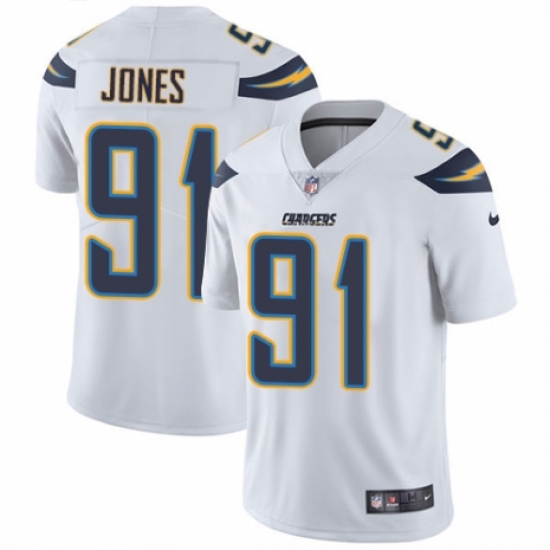 Men's Nike Los Angeles Chargers #91 Justin Jones White Vapor Untouchable Limited Player NFL Jersey - Ujersey
