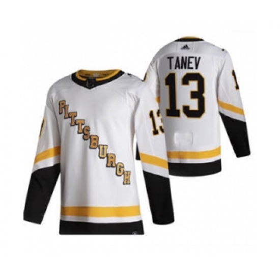 Men's Pittsburgh Penguins #13 Brandon Tanev White 2020-21 Reverse Retro Alternate Hockey Jersey - Ujersey