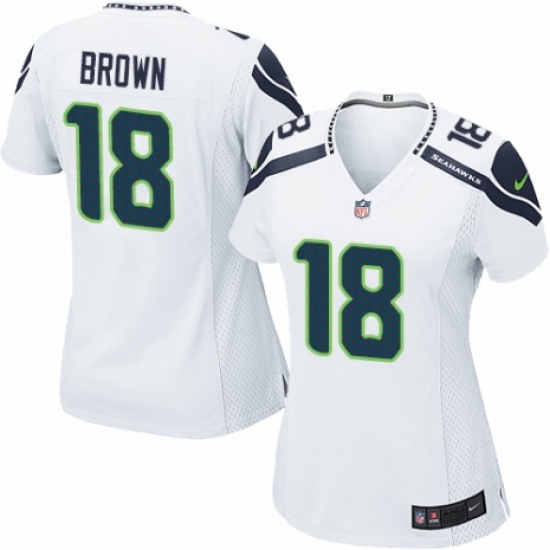 Women's Nike Seattle Seahawks #18 Jaron Brown Game White NFL Jersey - Ujersey