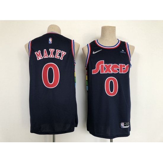 Men's Philadelphia 76ers #0 Tyrese Maxey Navy City Player Jersey - Ujersey